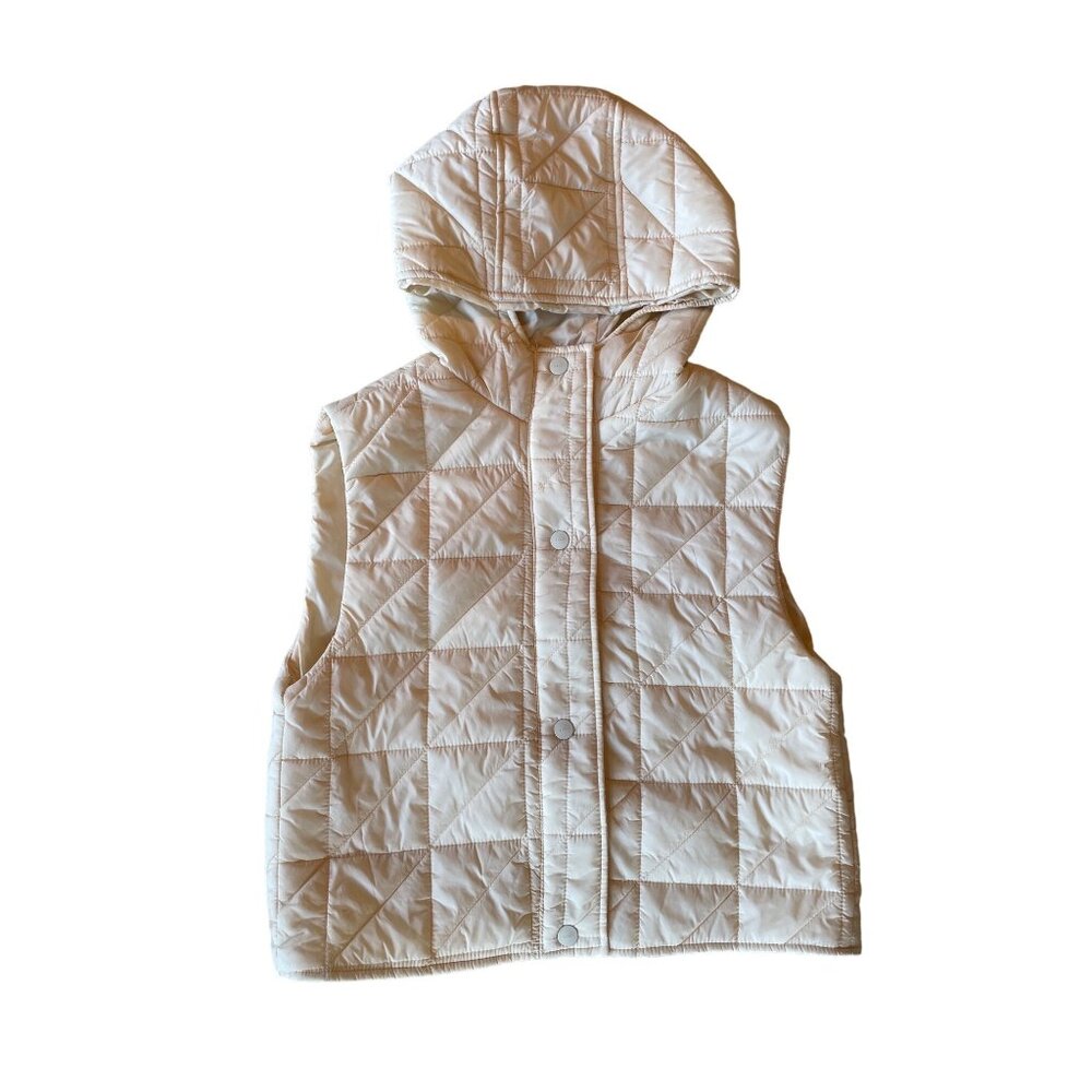 Girls' 9 Zara Cream White Hooded Lightweight Sleeveless Puffer Vest